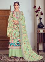 Lawn Cotton Pista Green Party Wear Digital Print Plazzo Salwar Suit